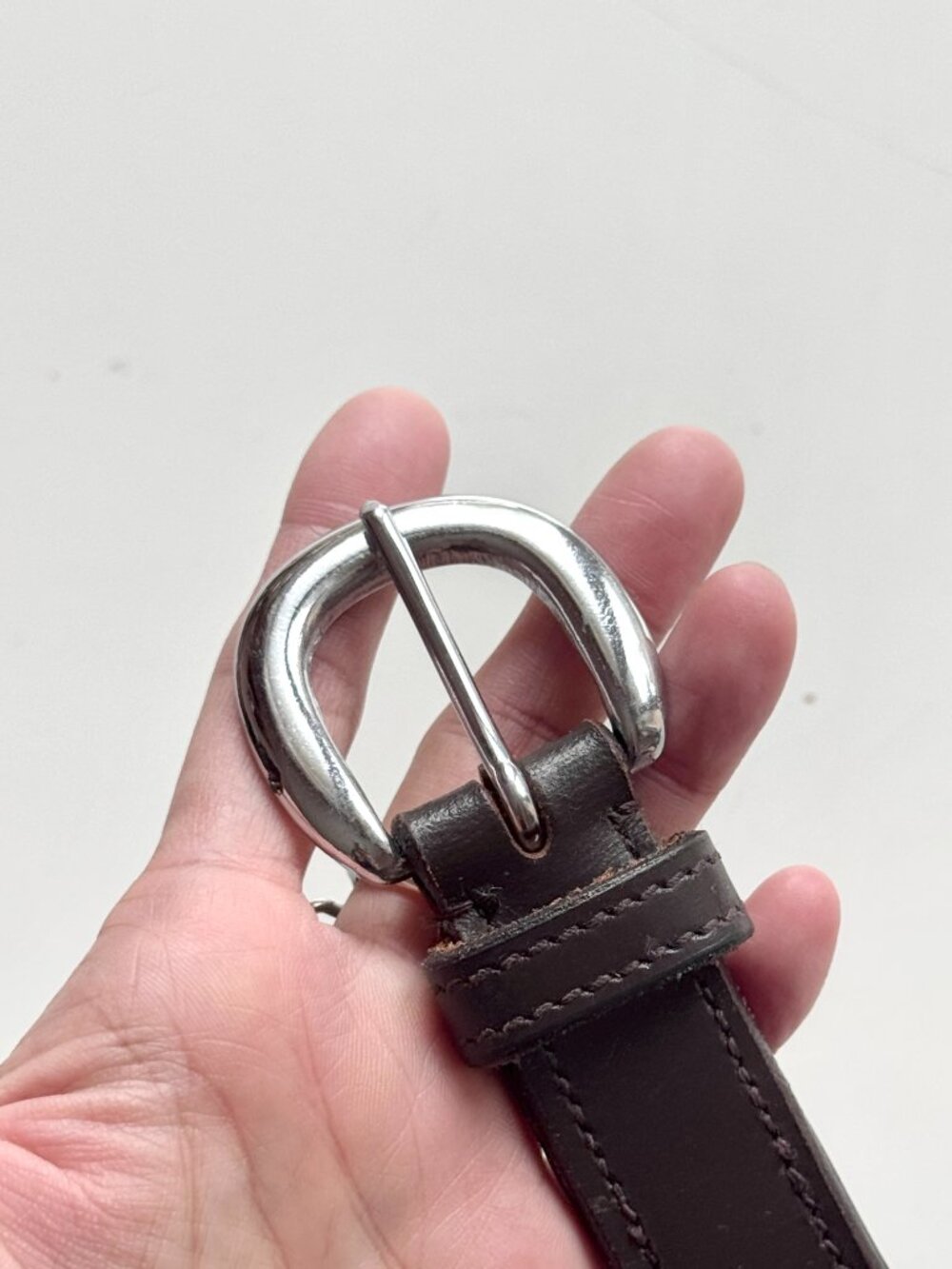 Unbranded Dark Brown Leather Crystal Rhinestone Horsebit Buckle Belt, Size M - Picture 8 of 14